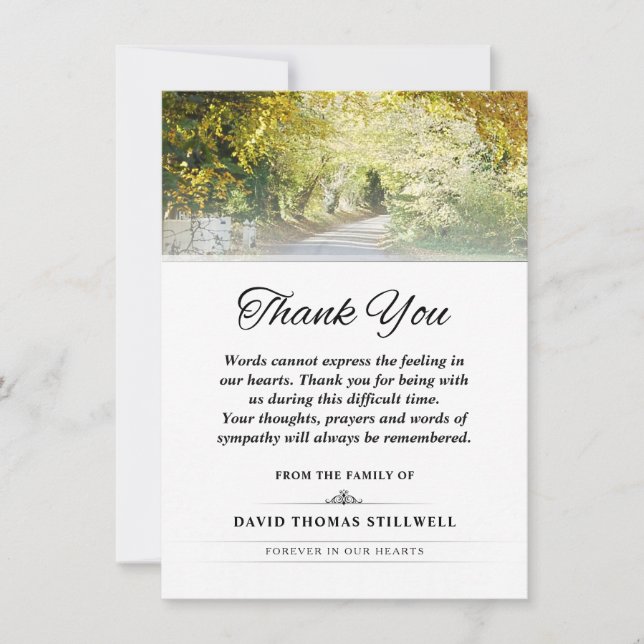 Tarjeta De Agradecimiento Gracias Oro Árboles otoñales Palabras que no puede (Anverso)