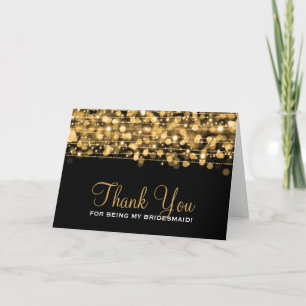 Tarjeta De Agradecimiento Gracias oro de las chispas del fiesta de la dama