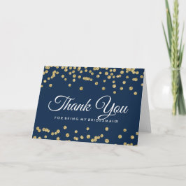 Tarjeta De Agradecimiento Gracias Oro Falso Purpurina Confeti Azul Marino