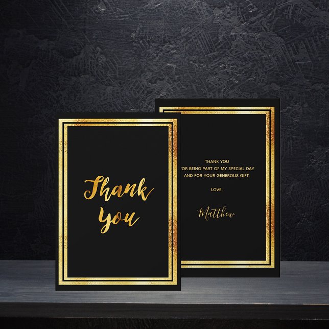 Tarjeta De Agradecimiento Gracias oro negro de cumpleaños de la carta (Subido por el creador)