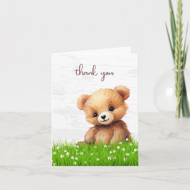 Tarjeta De Agradecimiento Gracias, Oso Cubo (Anverso)