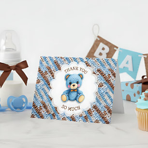 Tarjeta De Agradecimiento Gracias Oso de ganchillo para baby shower de niñ