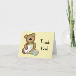 Tarjeta De Agradecimiento ¡Gracias! - Oso del bebé con el biberón+Traqueteo