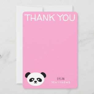 Tarjeta De Agradecimiento Gracias Oso Panda Kawaii Personalizado Rosa