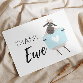 Tarjeta De Agradecimiento Gracias Oveja Azul con Corazón