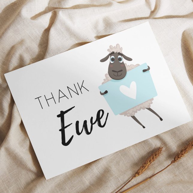 Tarjeta De Agradecimiento Gracias Oveja Azul con Corazón (Subido por el creador)