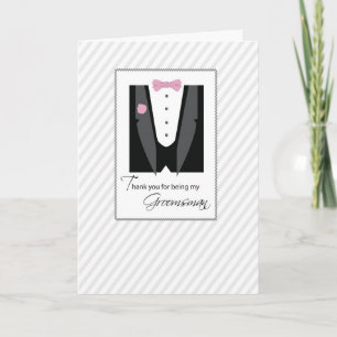 Tarjeta De Agradecimiento Gracias Padrino, Esmoquin, Rosa Pink