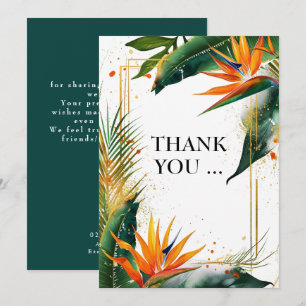 Tarjeta De Agradecimiento Gracias pájaros verdes del paraíso