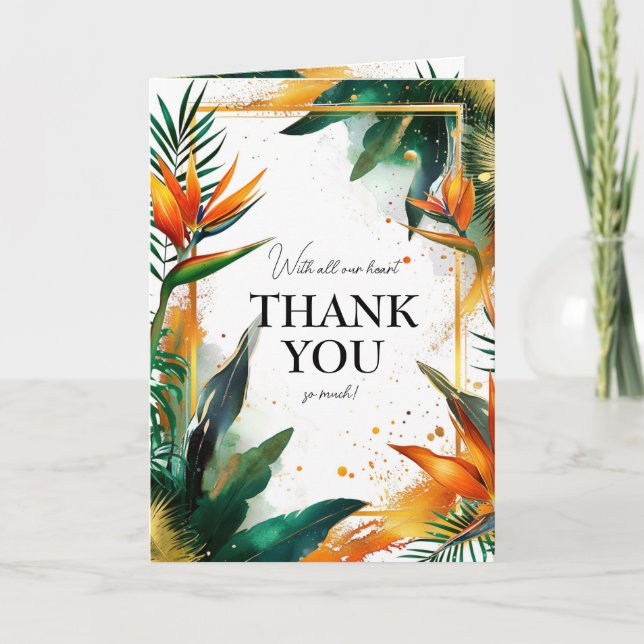 Tarjeta De Agradecimiento Gracias pájaros verticales de Paraíso (Anverso)