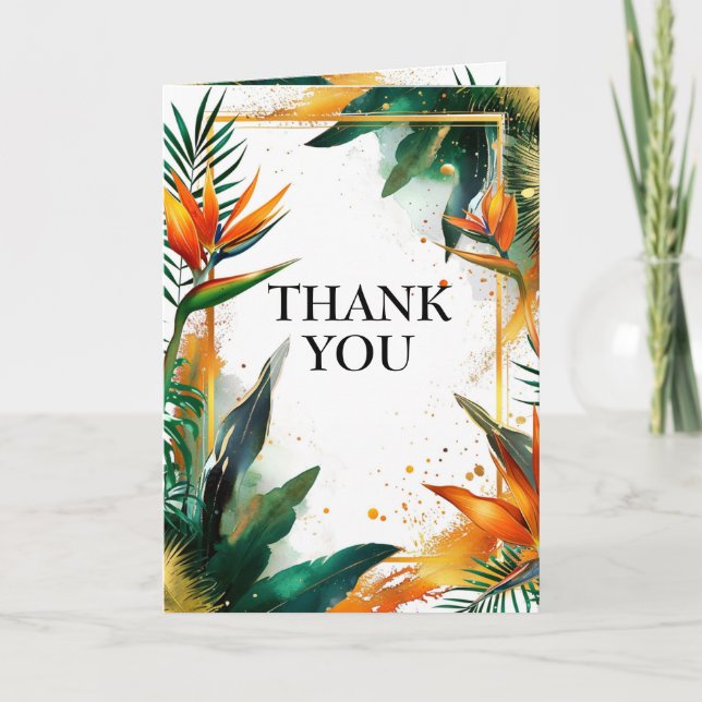 Tarjeta De Agradecimiento Gracias pájaros verticales de Paraíso (Anverso)