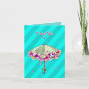 Tarjeta De Agradecimiento Gracias - Paraguas/flores