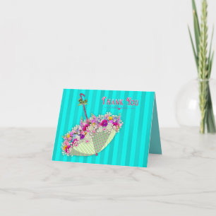 Tarjeta De Agradecimiento Gracias - paraguas/las flores