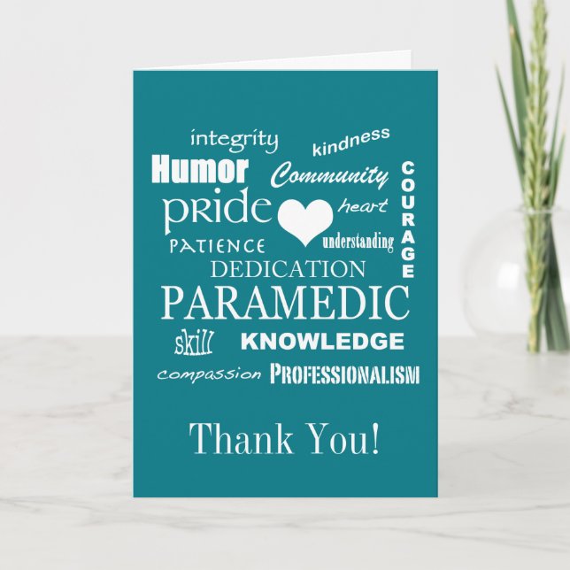 Tarjeta De Agradecimiento ¡Gracias!/Paramédico/EMT (Anverso)
