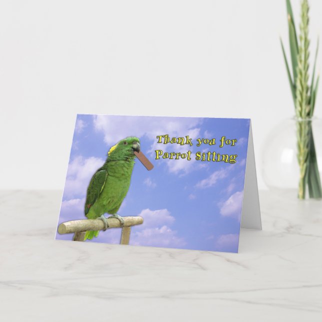 Tarjeta De Agradecimiento Gracias, Parrot Sitting (Anverso)