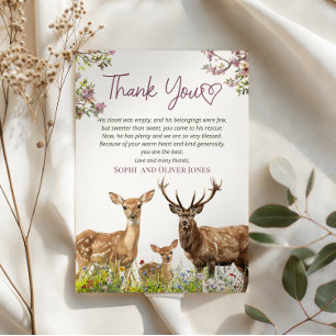Tarjeta De Agradecimiento Gracias Pastel Deer