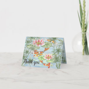 Tarjeta De Agradecimiento Gracias Pastel Tropical Koi Fish Pond Watercolor