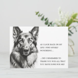 Tarjeta De Agradecimiento Gracias Pastor Alemán Perro Negro Blanco