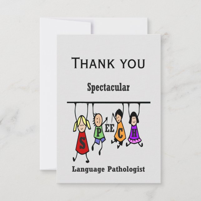 Tarjeta De Agradecimiento Gracias Pathólogo de Lenguaje de Habla Espectacula (Anverso)