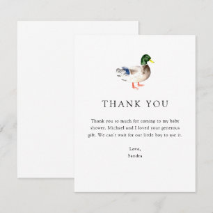 Tarjeta De Agradecimiento Gracias Pato Ducha de Bebé Elegante Simple Minimal