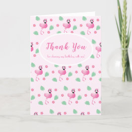 Tarjeta De Agradecimiento Gracias Patrón de Flores Flamingo Tropical Rosa