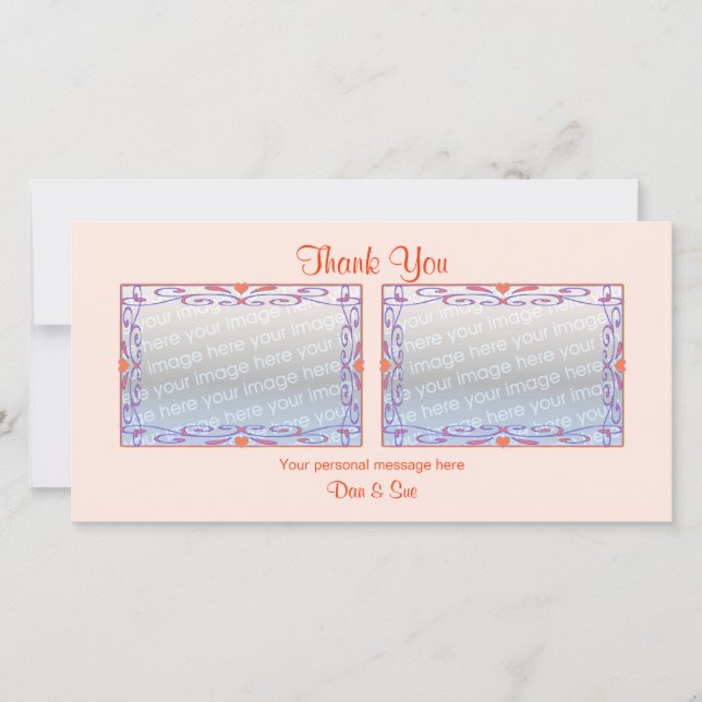 Tarjeta De Agradecimiento Gracias, Peach 2 Fotos (Anverso)