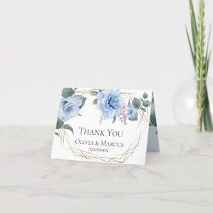 Tarjeta De Agradecimiento Gracias   Peonías de acuarela azul cielo