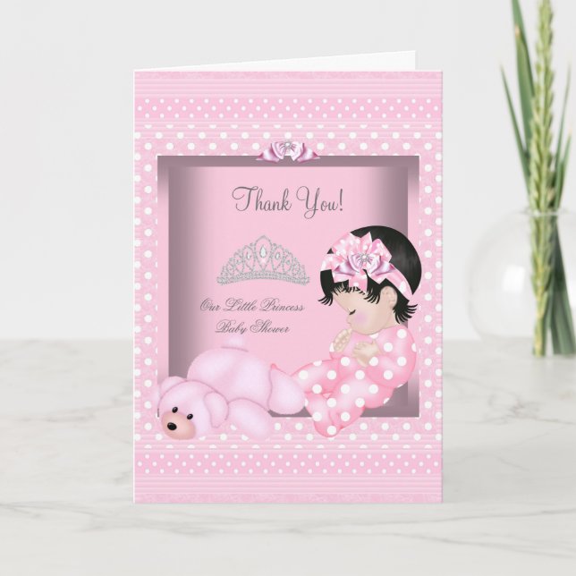 Tarjeta De Agradecimiento Gracias, pequeña princesa Chica Baby Shower Rosa (Anverso)