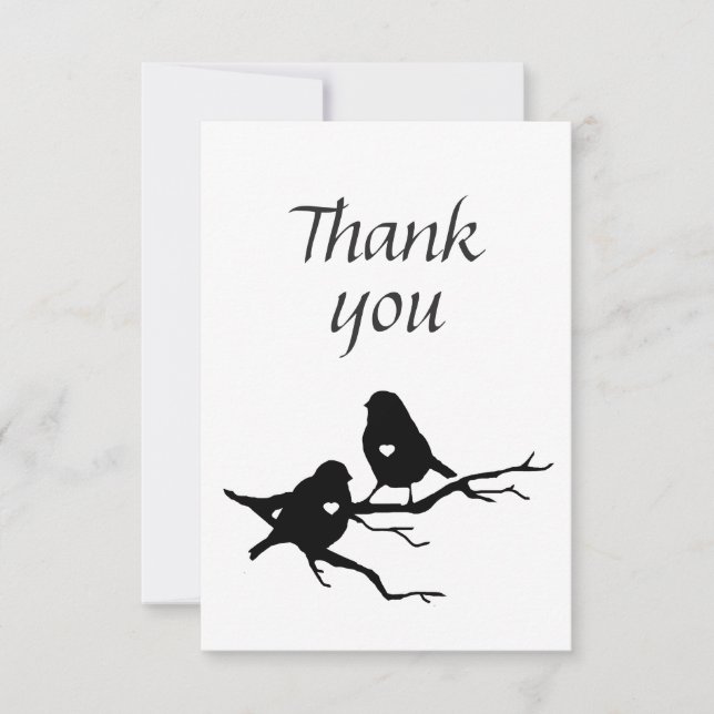 Tarjeta De Agradecimiento Gracias, pequeña silueta de pájaro en la sucursal (Anverso)