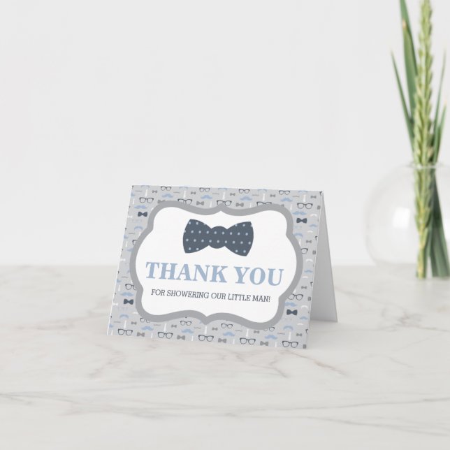 Tarjeta De Agradecimiento Gracias, Pequeño Hombre, Bow Tie (Anverso)