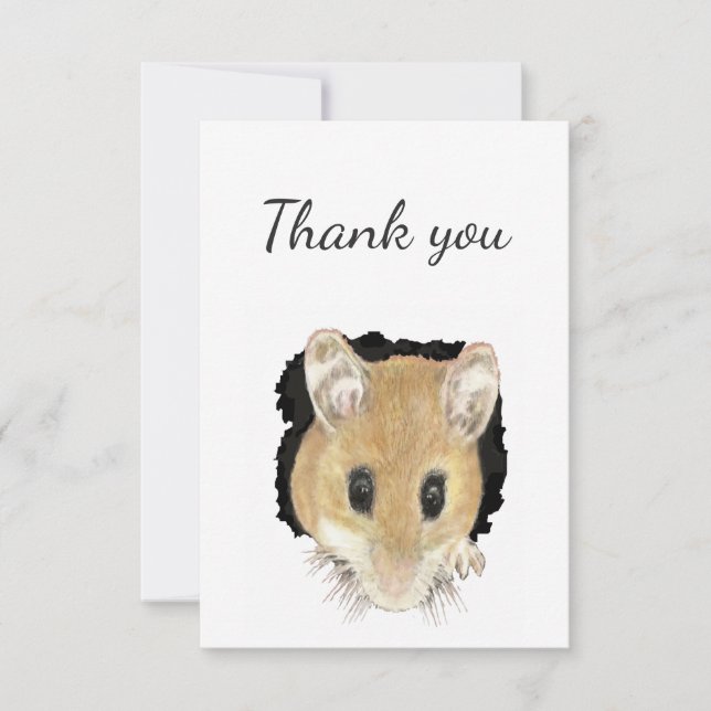 Tarjeta De Agradecimiento Gracias Pequeño y Curioso animal del ratón (Anverso)