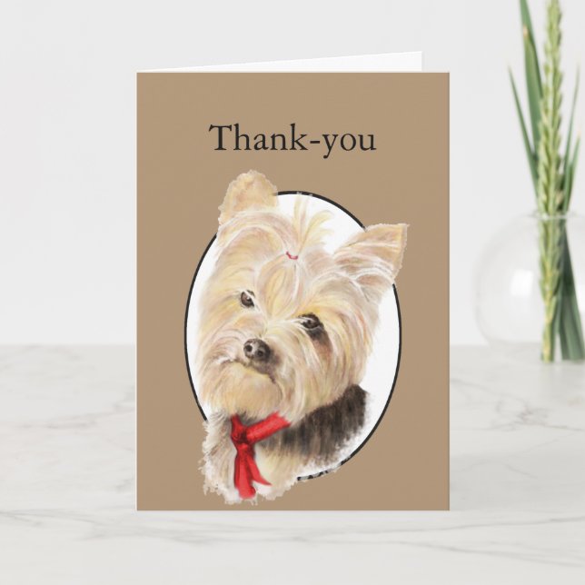 Tarjeta De Agradecimiento Gracias, pequeño Yorkshire Terrier Yorkie Dog (Anverso)