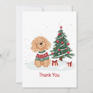 Tarjeta De Agradecimiento Gracias Perro Goldendoodle de Navidad