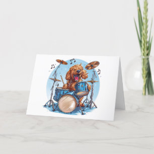 Tarjeta De Agradecimiento Gracias Perro Goldendoodle Tambores De Juego