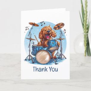 Tarjeta De Agradecimiento Gracias Perro Goldendoodle Tambores De Juego