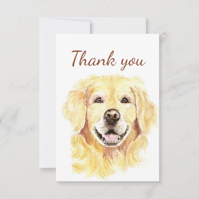 Tarjeta De Agradecimiento Gracias perro perro de recuperación dorada en blan (Anverso)