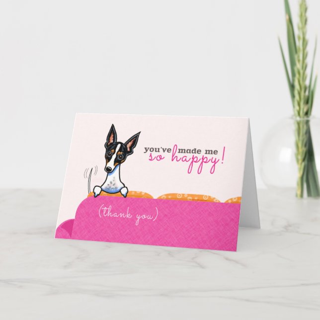 Tarjeta De Agradecimiento Gracias Perro Tan Feliz Rosa (Anverso)