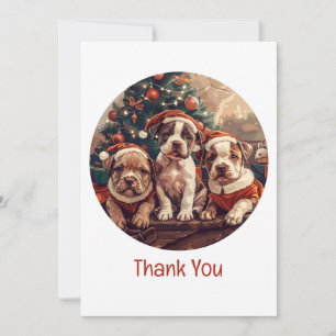 Tarjeta De Agradecimiento Gracias Perros Cachorros Pit Bull Navidad
