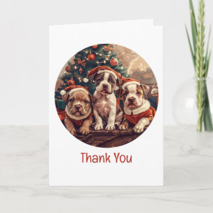 Tarjeta De Agradecimiento Gracias Perros Cachorros Pit Bull Navidad
