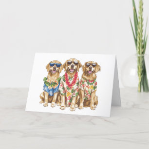 Tarjeta De Agradecimiento Gracias Perros de Hawaiian Golden Retriever