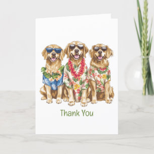 Tarjeta De Agradecimiento Gracias Perros de Hawaiian Golden Retriever