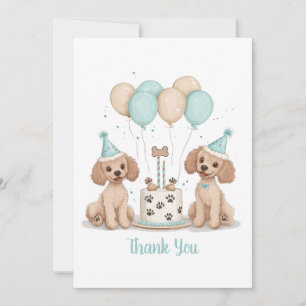Tarjeta De Agradecimiento Gracias Perros De Poodle Estándar De Cumpleaños