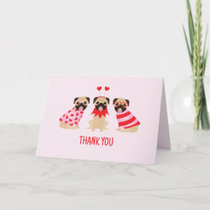 Tarjeta De Agradecimiento Gracias Perros De Pug Cute