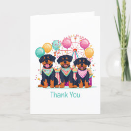 Tarjeta De Agradecimiento Gracias Perros Rottweiler En Un Carnaval
