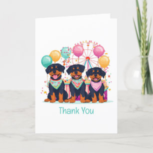 Tarjeta De Agradecimiento Gracias Perros Rottweiler En Un Carnaval