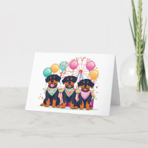 Tarjeta De Agradecimiento Gracias Perros Rottweiler En Un Carnaval