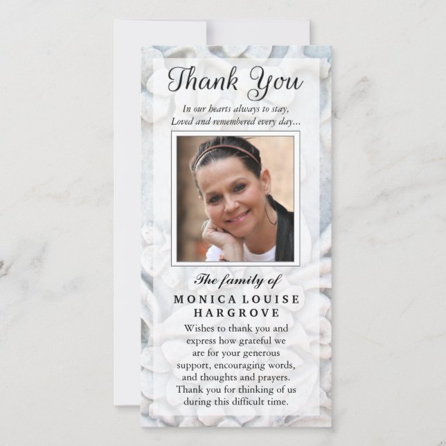Tarjeta De Agradecimiento Gracias Personalizado Fotografía Simpatía - Floral (Anverso)