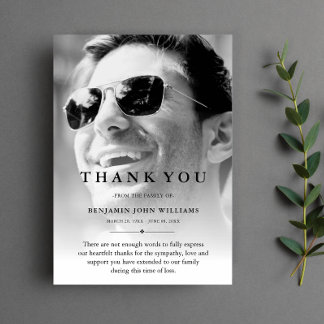 Tarjeta De Agradecimiento Gracias Personalizado Funeral Foto Simpatía Pérdid