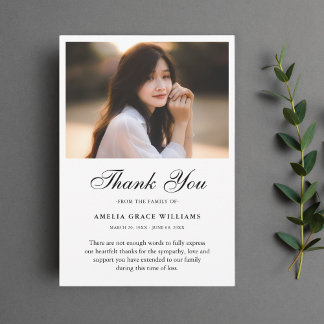 Tarjeta De Agradecimiento Gracias Personalizado Funeral Foto Simpatía Pérdid