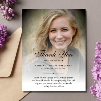 Tarjeta De Agradecimiento Gracias Personalizado Funeral Foto Solidaridad
