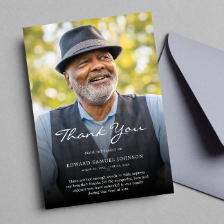 Tarjeta De Agradecimiento Gracias Personalizado Funeral Fotografía Tributo p